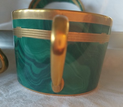 CHRISTIAN DIOR Gaudron Malachite Green 3 Flat Tea Cups & Saucers NEW NO BOX - Picture 9 of 10