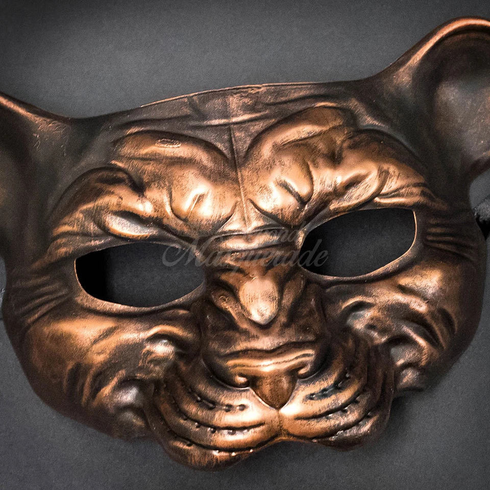 Leopard Animal Masquerade Mask, Men's Masquerade Mask, Copper Ball Mask - Image 3 of 4