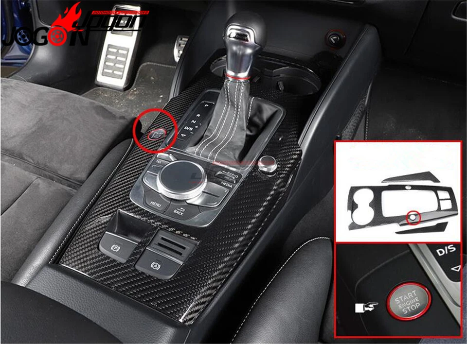 Cubierta de palanca de cambios de fibra de carbono para consola interior Audi A3 S3 RS3 14-18 Foto 2 de 4
