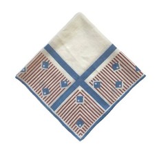 Blue Pink Bridesmaid Wedding Handkerchief Geometric Large Cotton Mid Century Vtg