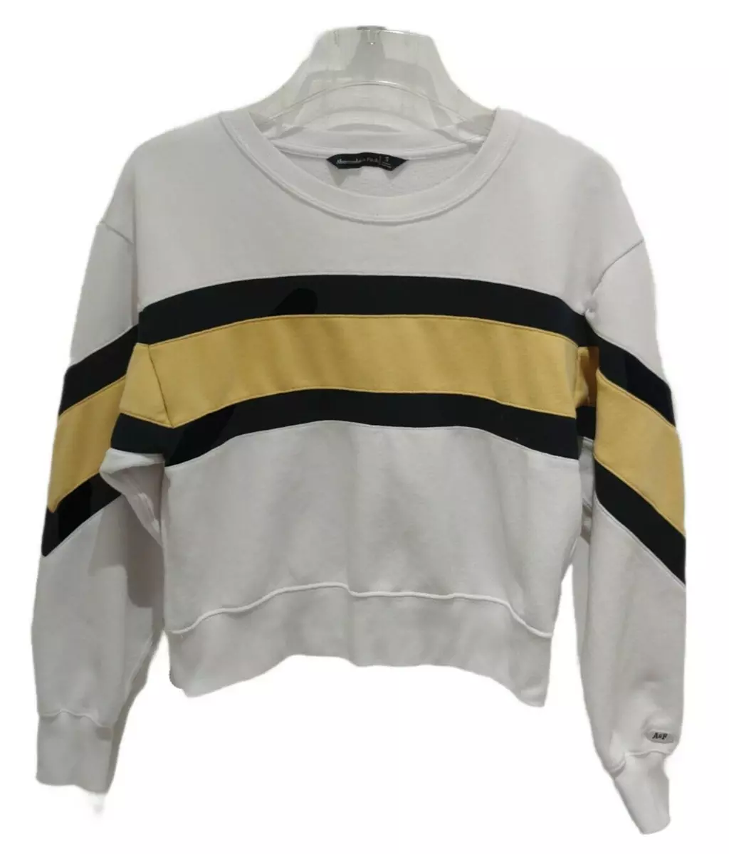 Abercrombie Fitch Womens Colorblock Sweatshirt Small S Sweater Yellow White  Blue | eBay