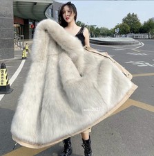 Parka Women's Thick Mid-length Faux Fur Coat Hooded Loose Jacket Winter Outwear