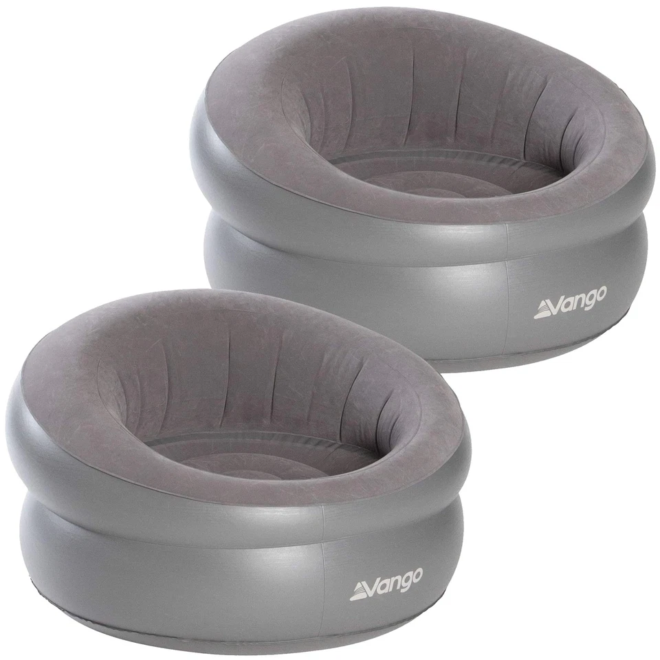2x VANGO INFLATABLE CHAIR SOFT AIR BLOW UP DONUT SEAT PORTABLE CAMPING OUTDOOR