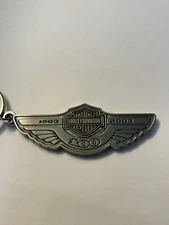 Harley 100th 2003 Anniversary Ring Fob Keychain Pewter 100 Years 2-tone Sale.