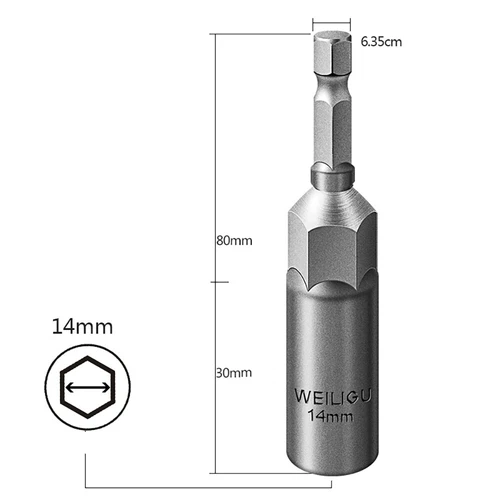 30mm Hex Deep Socket Nut Driver Bit Impact Driver Drill 6mm-19mm 1/4" Hex Shank - Bild 38 von 39