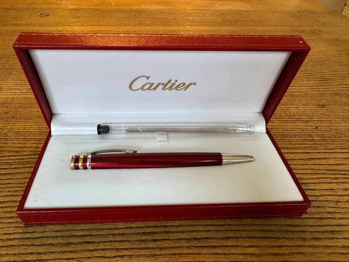 Authentic Cartier Trinity ball pen - 3 gold rings. Original box