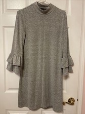EUC White House Black Market Sweater Dress Bell Sleeve Shift, size M