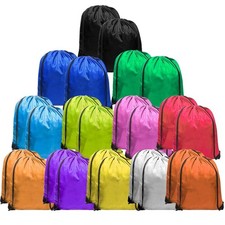 24-Pack Nylon Drawstring Backpack Lightweight Draw String Sports Bags Decorat...