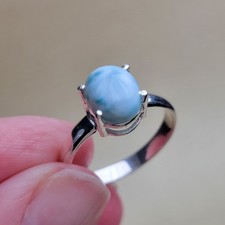 Larimar 925 Sterling Silver Ring Size 7. Beautiful Blue Color