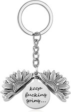 Keep Going Sunflower Keychain for Women Men Encouragement Motivational Gift for