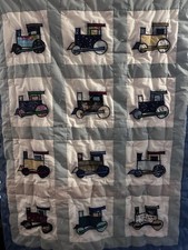 Child  s Handmade Choo Choo Train Quilt Blanket 54 X 42