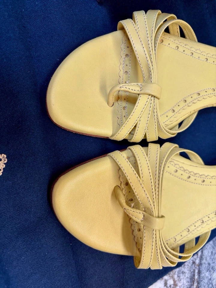 Sandalias sin cordones Brooks Brothers de cuero amarillo lima 6 nuevas en caja Foto 4 de 4