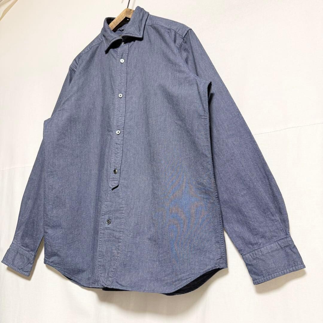 Nigel Cabourn British Officer Shirt Navy Oxford Mens Size 52 Auth image 10