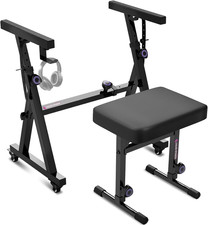 Piano Keyboard Stand and Bench Set - Portable Heavy Duty Music Stand for 54-88 K