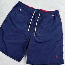Polo Ralph Lauren Mens XL Navy Blue Traveler Swim Trunks Red Pony 710697316001