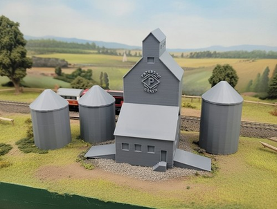 #ad FARM Set Cluster with Grain Elevator Building and 3 Grain Silos N Scale 1:160 $16.99