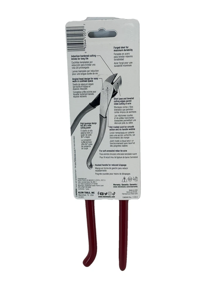Klein Tools Ironworkers Diagonal Cutters Angled Head D248-9ST Bent-Nose Pliers - Image 4 of 4
