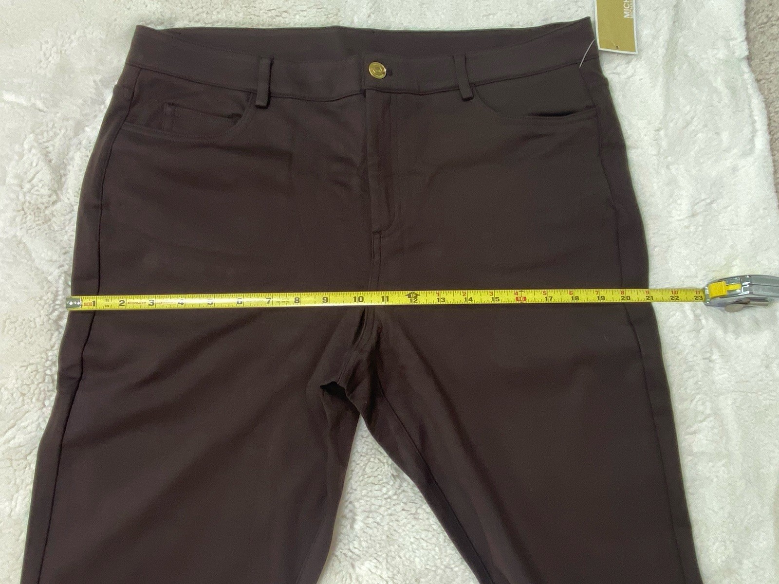 Michael Kors Womens Slim Ponte Knit Ankle Pant Size 14  Stretch Brown