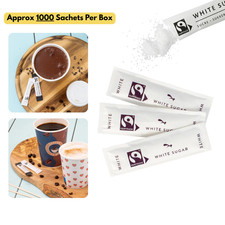 Fairtrade White Sugar Sachets Sticks 2g, Approx 1000 per box Cafes & Restaurants