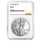 1997 $1 1-oz American Silver Eagle NGC MS69 Brown Label