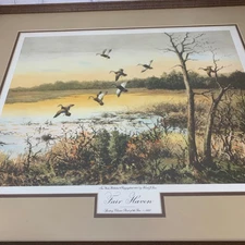 Roland Clark Fair Haven Ducks Mat Framed 1992 Print of Year 38 of 390 Signed