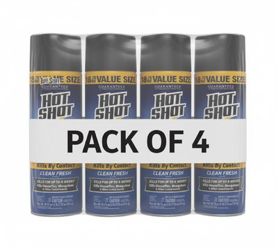 4 pack Hot Shot Flying Insect Killer Aerosol Spray, Clean Fresh Scent, 18.75 OZ