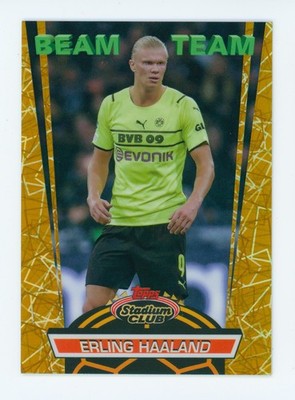 2021-22 Erling Haaland Topps Stadium Club Chrome Beam Team Gold Refractor 24/50