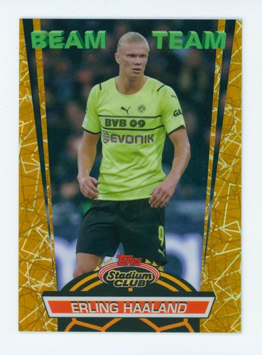 2021-22 Erling Haaland Topps Stadium Club Chrome Beam Team Gold Refractor 24/50