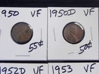 16 Circulated VF Lincoln Wheat Cents 1950 to 1958D