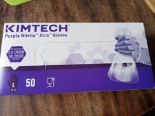 Kimtech Purple Nitrile Disposable Gloves, Size L, Longer, 50 In A Box