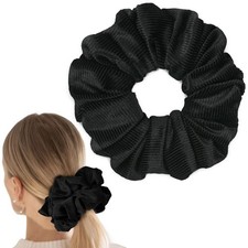 CEELGON Black Big Corduroy Scrunchie 6.5 1 Count Pack of 1 ,