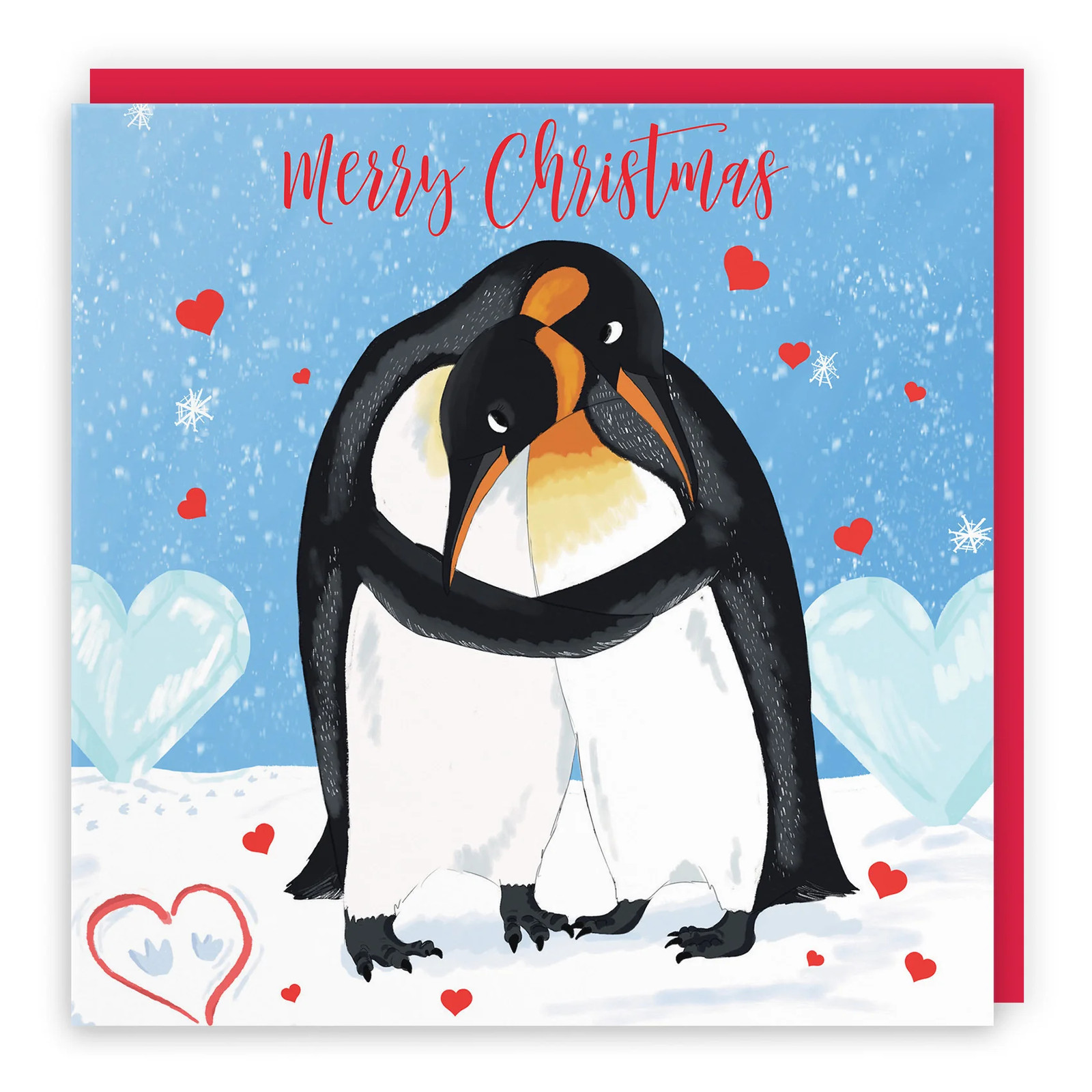 Penguins Hugging Christmas Card Cute Animals