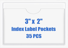 35 PCS Self Adhesive Index Card Pockets with Top Open, Clear Plastic Label Holde