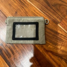 BAGALLINI WOMAN COIN PURSE BLACK BROWN WRIST BAG ID CARRIER EEUC