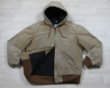 Carhartt J140 Duck Canvas Hooded Active Jacket Men's M Quilted Liner USA
