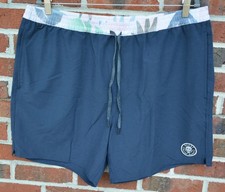 Roark Men's 2XL Shorey De Palmas Elastic Waist 6" Trunks Navy Pockets Drawstring
