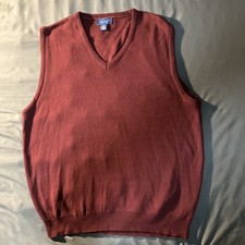 Vintage Town Craft JCP Sweater Vest Mens Large Burgundy USA Made. GC.