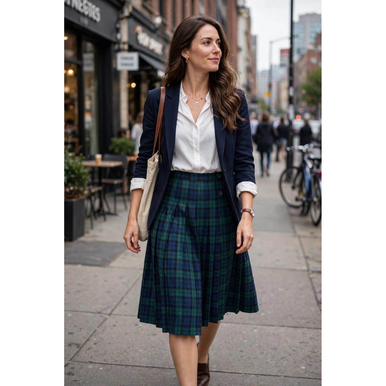 Vtg Pendleton Black Watch Tartan Pleated Skirt Womens 6 Green Blue Plaid