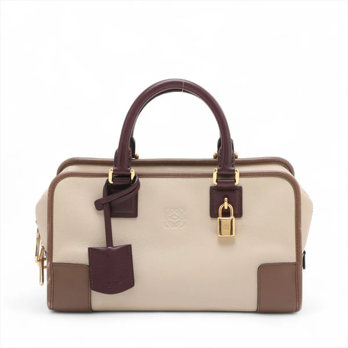 Loewe Amazona 28 Leather Hand bag Beige×Brown