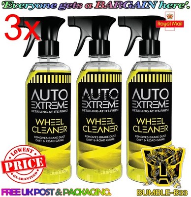 3x Auto Extreme Felgenreiniger Spray entfernt Bremsstaub, Schmutz & Dreck - 720ml
