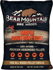 Bear Mountain BBQ Premium Bourbon, Maple, and Pecan Smoker Pellets, All-Natural 