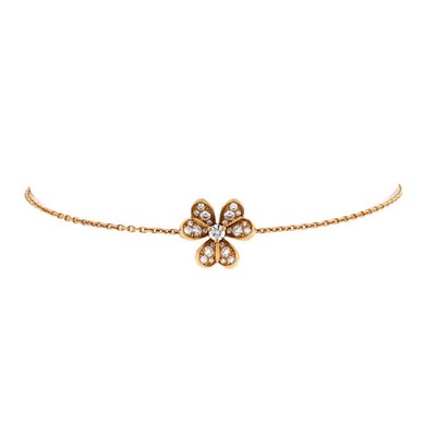 Van Cleef & Arpels Frivole Bracelet 18K Yellow Gold and Pave Diamonds Mini