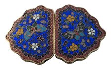 VINTAGE Chinese Cloisonne Enamel Belt Buckle BUTTERFLIES