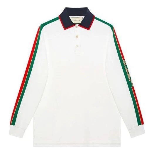 Gucci Cotton Jersey Polo With Gucci Stripe 'White' 545784 LARGE | eBay