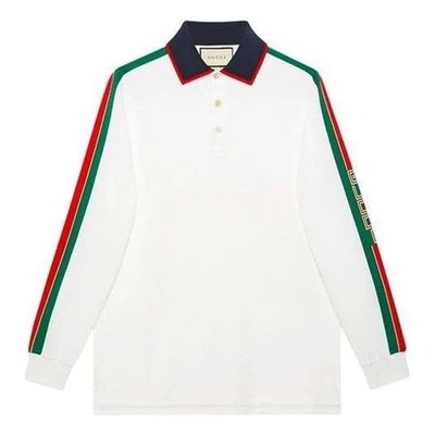 Gucci Cotton Jersey Polo With Gucci Stripe 'White' 545784 LARGE | eBay