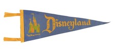 Disneyland Souvenir Felt Pennant Flag Sleeping Beauty Castle Blue 1973 24"