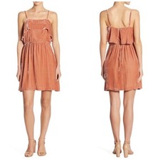 Alice + Olivia Alexis Ruffle Velvet Mini Dress Rose Tan Size XS Holiday NEW