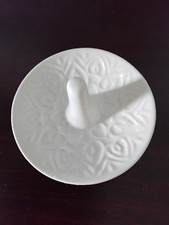 White Ceramic  MYGIFT Ring Dish With a Raised Heart Design.