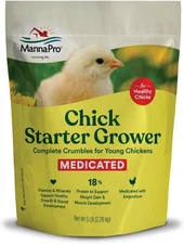Manna Pro Medicated Chick Starter Grower Feed – High Protein Crumbles