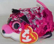 TY Teeny Tys JEWEL the Fox 4" FLIPPABLES SEQUINS August 22nd Birthday UPC Marked